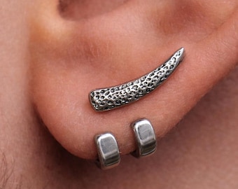 Mens Earrings - Silver Stud Earrings, Mens, Minimalist Male Earring, Silver, Manly Stud Earrings, Studs for Men, tick v hoop earrings