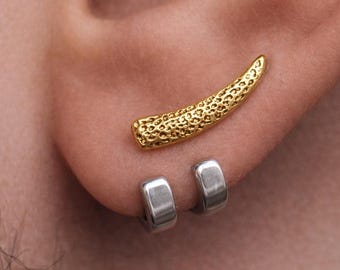 Mens Earrings - Gold Stud Earrings, Men, Minimalist Male Earring, Stainless Steel, Mens Stud Earrings, Studs for Men, B020 and Silver wraps