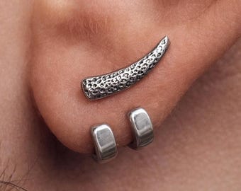 Mens Earrings - Silver Stud Earrings, Men, Minimalist Male Earring, Sterling Silver, Mens Stud Earrings, Studs for Men, tick v hoop earrings