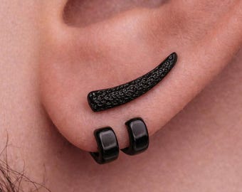 Mens Earrings - Black Stud Earrings, Men, Minimalist, Edgy men's earrings, Black, Mens Stud Earrings, Studs for Men, tick, B021