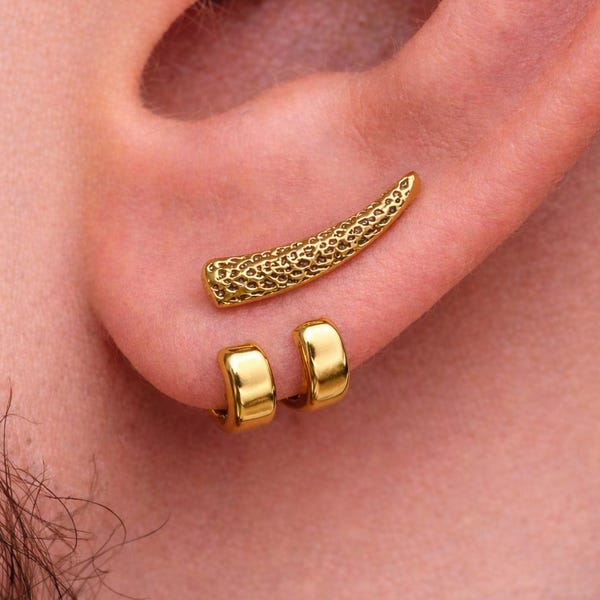 Mens Earrings - Gold Stud Earrings, Men, Minimalist Male Earring, 18k Gold, Mens Stud Earrings, Studs for Men, tick v hoop earrings, B020
