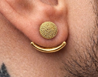 Mens Earrings - Gold wrap around  Earrings, Men, Minimalist Male Earring, Gold, Mens stud, Man Earrings, for Men, edgy, A555