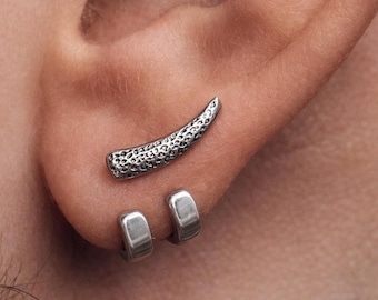 Mens Earrings - Sterling Silver Stud Earrings, Men, Male Earring, Sterling Silver, 925, Mens Stud Earrings, Studs for Men, tick v hoop, B017