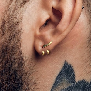 Mens Earrings - Gold Stud Earrings, Men, Minimalist Male Earring, 18k Gold, Mens Stud Earrings, Studs for Men, tick v hoop earrings, B020