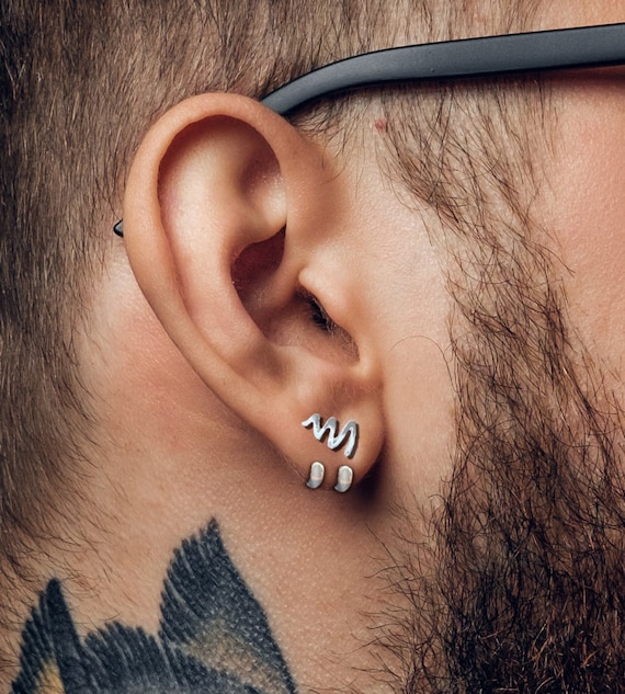 Boucles d'oreilles pour hommes Clous d'oreilles en argent, hommes ..., حجم الصورة 570x633