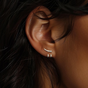 ステンレススチールイヤリング、レディースイヤリング - レディースミニマリストイヤリング、ステンレススチール、レディースイヤリング、彼女へのギフト、ティックイヤリング、A483