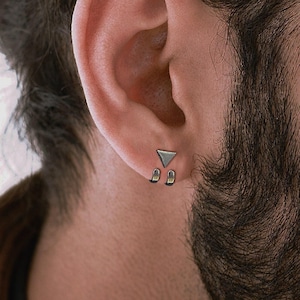 Mens Earrings - Silver Stud Earrings, Men, Gift for manly man, Male Earring, Edgy, Mens Stud Earrings, Studs for Men, everyday earring, A388