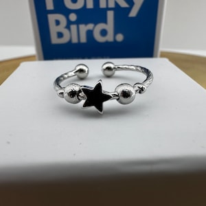 Silber Ring, Angst Ringe, Fidget Ring, Meditation Ringe, Spinning Perlen, Geschenke für Freunde, Geschenkkarten, einstellbare Öffnung, A026