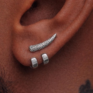 Herrörhängen - Silverörhängen, Herr, Minimalistiska Herrörhängen, Silver, Herrörhängen, Örhängen för Herr, Tick V-ringörhängen
