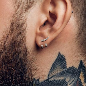 Mens Earrings - Silver Stud Earrings, Men, Minimalist Male Earring, Silver, Mens Stud Earrings, Studs for Men, tick earrings, A001