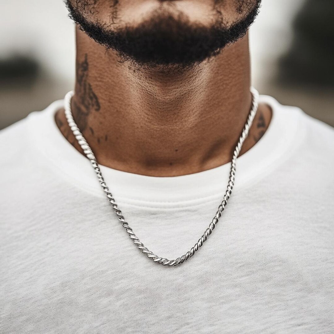 Silver Rope Chain Necklace, 60cm Mens Chain Silver Link Chain ...