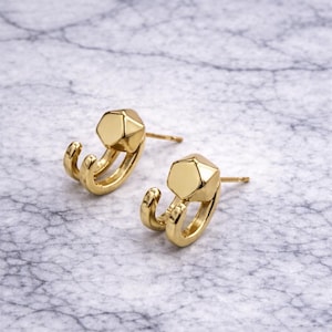 Mens Earrings - Gold Stud Earrings, Men, Minimalist Male Earring, 18k Gold Studs for Men, edgy earrings, Hex Studs, A510