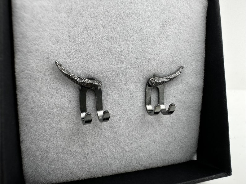 Pendientes para hombre Pendientes de plata, Hombres, Minimalista, Pendiente de plata gris, Plata de ley, Pendientes para hombre, Studs para hombres, garrapata, A229 imagen 8