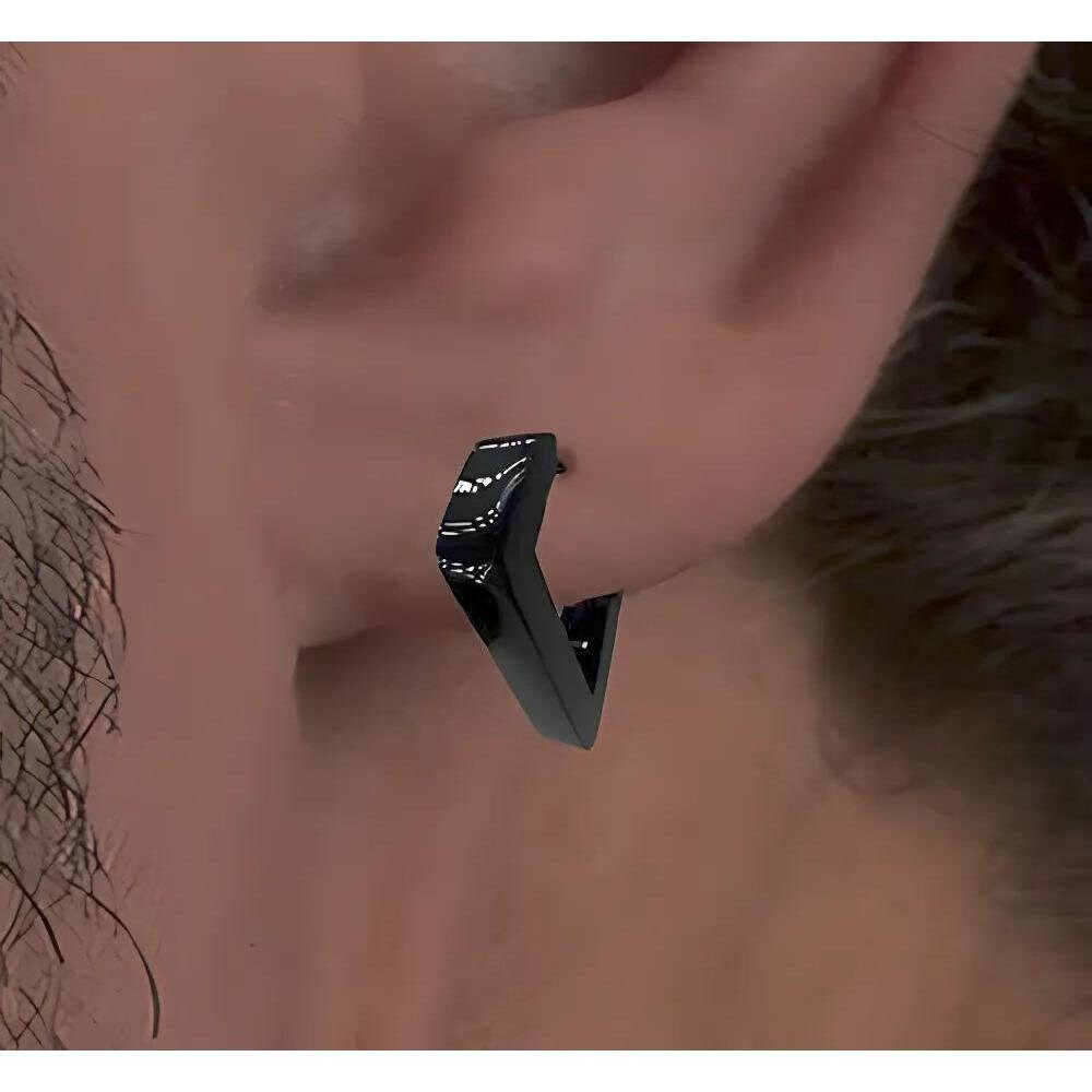 Mens Black Earring, Black Triangle Earring, Mens Earrings