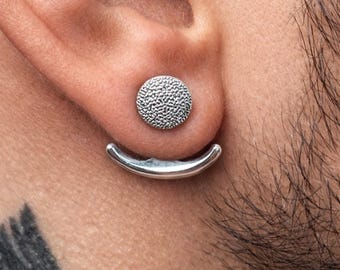 Mens Earrings - Silver wrap around  Earrings, Men, Minimalist Male Earring, Silver, Mens stud, Man Earrings, for Men, edgy, A004