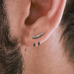 Mens Earrings - Silver Stud Earrings, Mens, Minimalist Male Earring, Silver, Manly Stud Earrings, Studs for Men, tick v hoop earrings