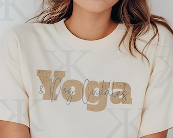 Yoga & Dog Cuddles T-shirt: Dog Mom Gift, Fitness Apparel