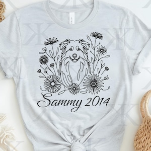 Australian Shepherd Wildflower T-Shirt, Dog Lover Gift, Floral T-shirt, Custom Tee Shirt, Nature Tee, Pet Owner Present, Mothers Day Gift