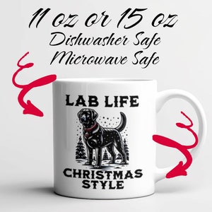 Black Labrador Christmas Mug, Festive Lab Lover Gift, Holiday Black Lab Coffee Cup,  Perfect Gift for Dog Lovers, Festive Black Lab Mug
