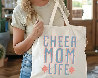 Cheer Mom Life Canvas Tote Bag: Stylish Cheerleading Gift