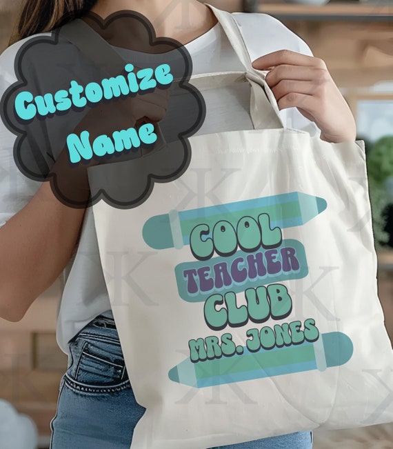 Custom Cool Teacher Club Canvas Tote Bag Gift for Your Favorite