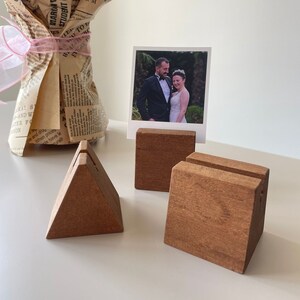 3 Wooden Photo Holder , Office Or Home Decor , Geometric Design Decoration Object , Wooden Geometric Shapes Holding Your Photos