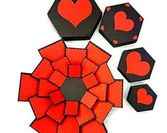 Exploding Hexagonal Photo Box, Valentines Day Gift