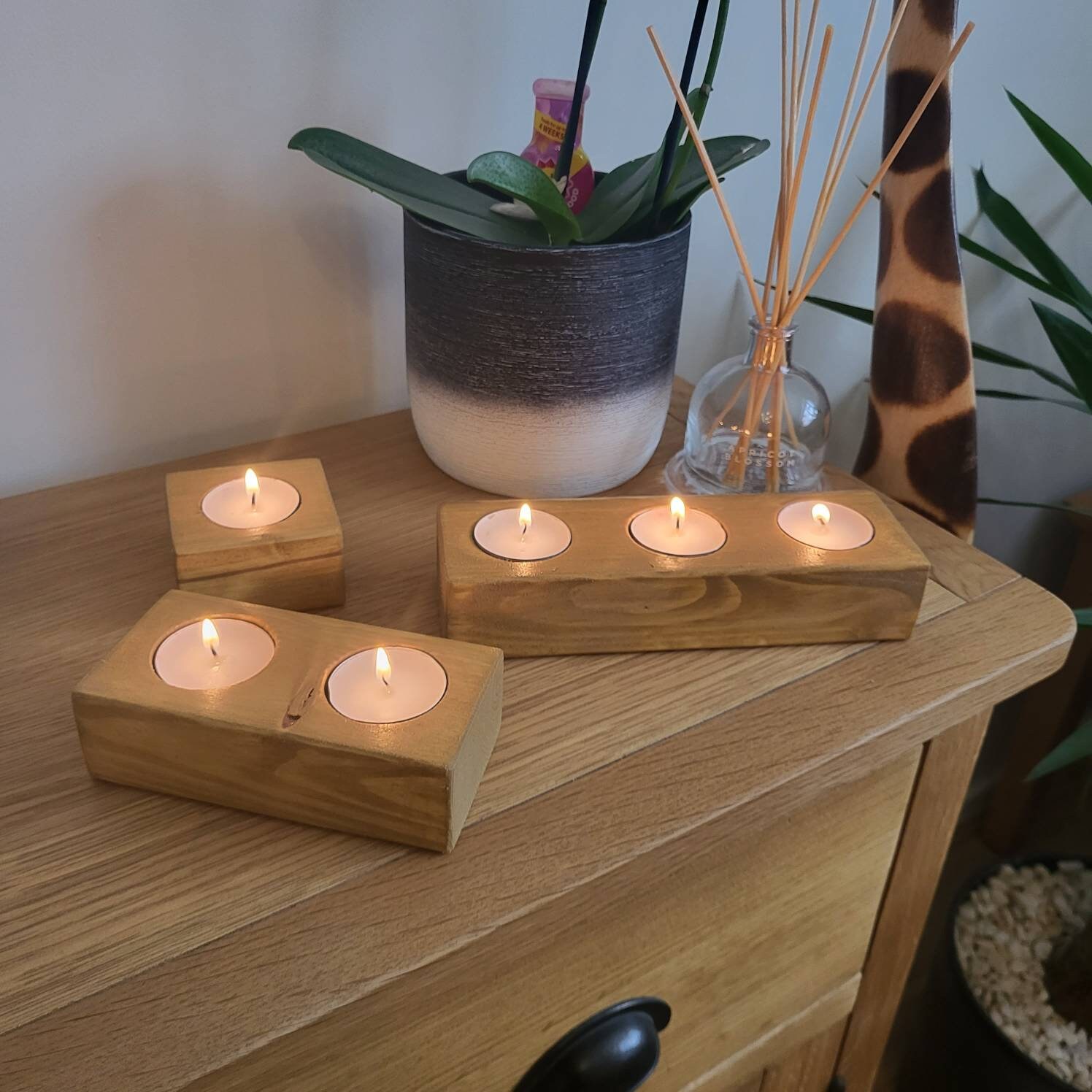 Rustic Wood Tea Light Holder Etsy UK