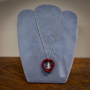 Red Heart and Czech Glass Bead Necklace | Delicate Silver Chain | Handmade Pendant | Anniversary Gift