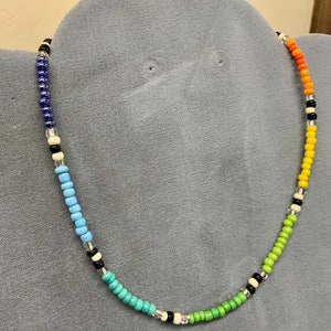 Dainty Rainbow Necklace | Seed Bead Choker | Multicolor Beaded Jewelry
