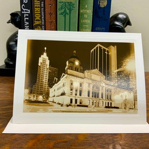 Vintage Fort Wayne, IN Sepia Toned Card - Downtown Photo Greeting, Artistic Keepsake