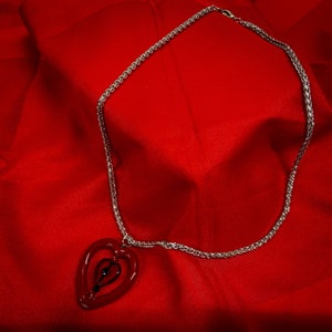 Red Heart Pendant Necklace with Swarovski Crystals | Valentine Jewelry | Handcrafted Necklace