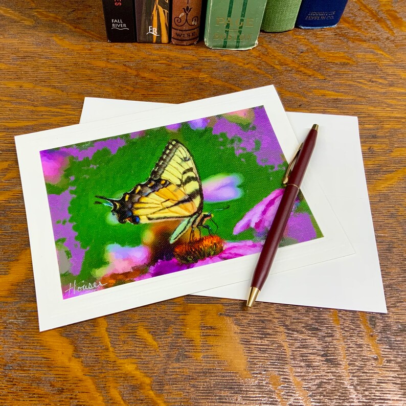Eastern Tiger Swallowtail Butterfly Card - Digital Artwork Notecard - Etsy
