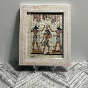 Handpainted Egyptian papyrus framed picture