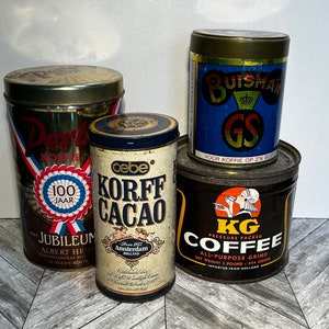 Vintage collection of dutch coffee tins (4)