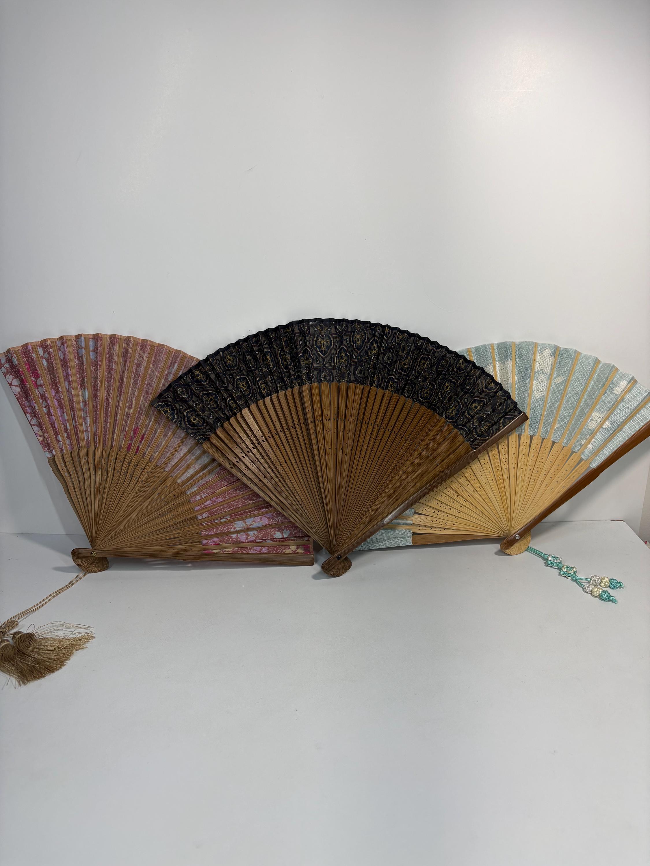 Lot De 3 Ventilateurs Décoratifs Muraux En Osier – Vintage Années 60/70 – Très Bon état