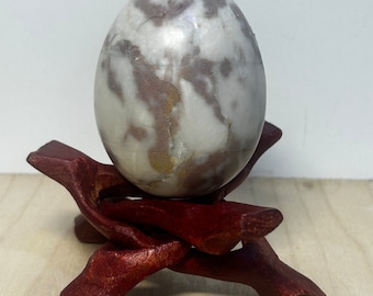 Pink marble egg with stand