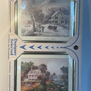 Set  of two currier and ives american homestead prints