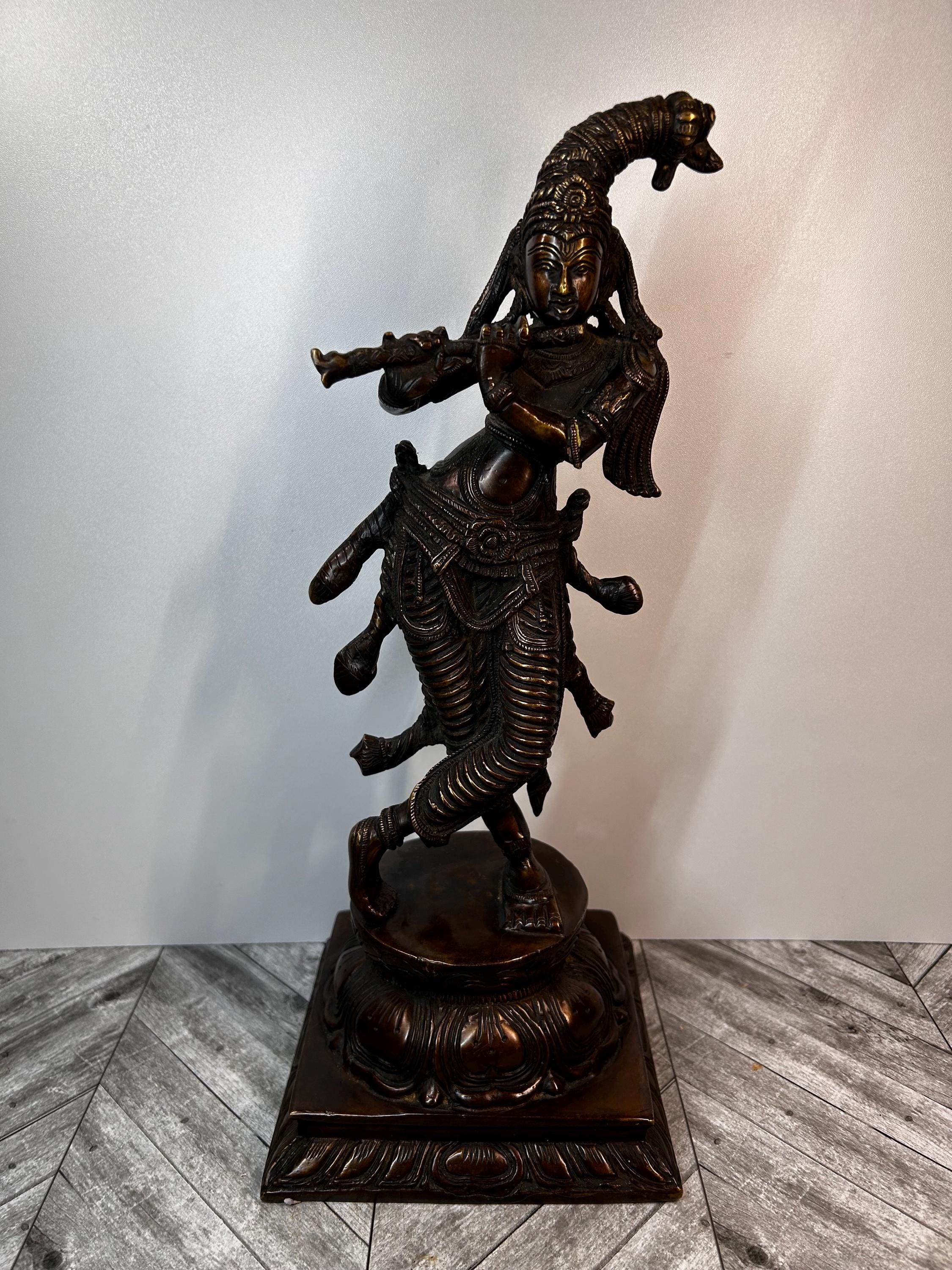 ヒンドゥー教の神クリシュナの真鍮像 - Etsy 日本