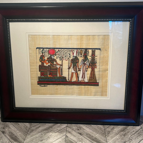 Framed Egyptian papyrus picture