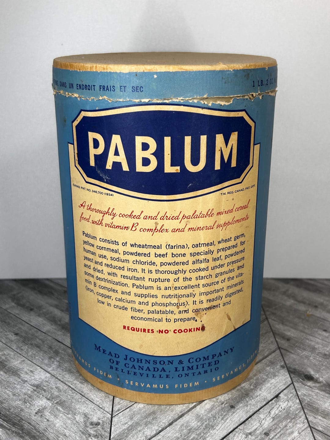 Pablum Invention Vintage Canadian Pablum Container - Etsy