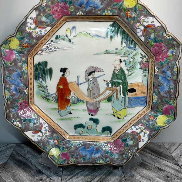 Vintage chinese famille rose plate