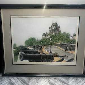 Rue des remparts quebec framed lithograph