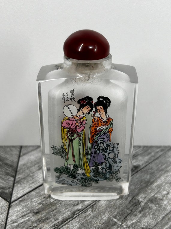 ヴィンテージの中国遊女の逆さに描かれた嗅ぎタバコ瓶 - Etsy 日本