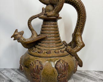 ヴィンテージ 青磁磁器 耀州 逆流式急須 獅子豹 - Etsy 日本