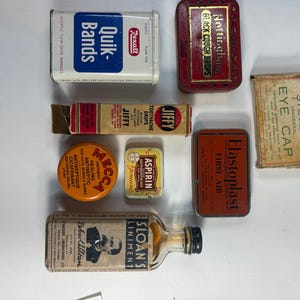 Vintage medical supply tin collection (8 pieces)