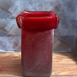 Ruby red frosted art glass vase