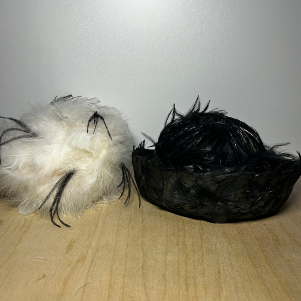 Vintage ladies  feather hats set of two