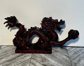 Statue dragon chinois porte-bonheur feng shui