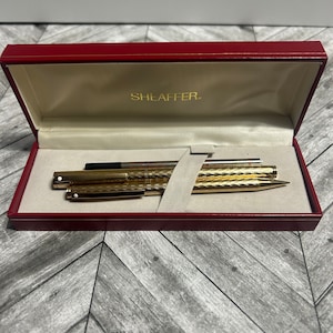 Sheaffer gold electro plated ballpoint pen and mechanical pencil set